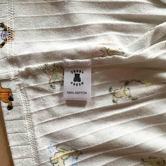Teddy Fresh Women's White Pointelle Top Blouse with Little Bears size Medium - Picture 5 of 6